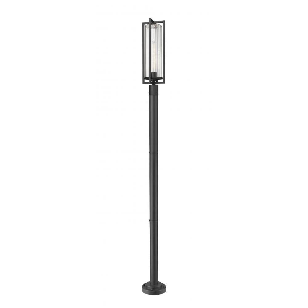 1 Light Outdoor Post Mounted Fixture-Clear Ribbed