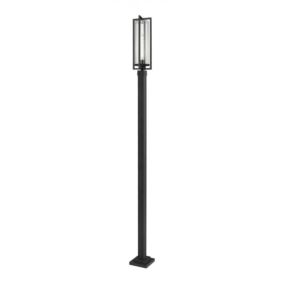 1 Light Outdoor Post Mounted Fixture-Clear Ribbed