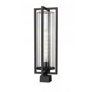 1 Light Outdoor Post Mount Fixture-Clear Ribbed