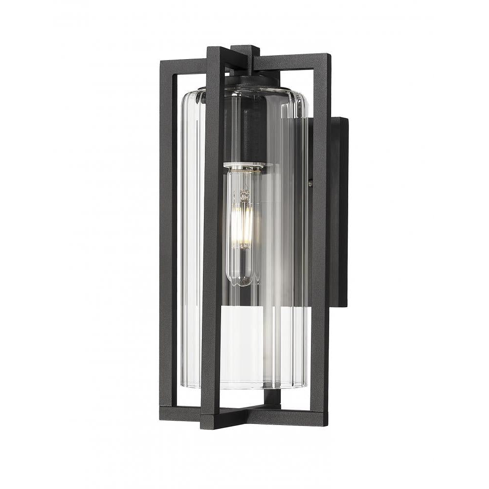 1 Light Outdoor Wall Light-Clear Ribbed
