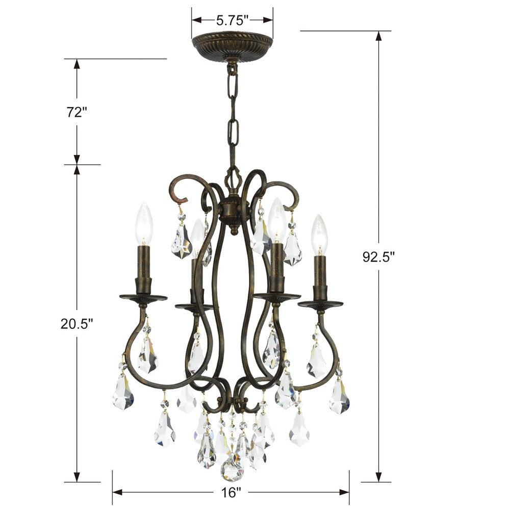 Crystorama ASHTON 5014-EB-CL-MWP Mini Chandelier Contemporary - English Bronze