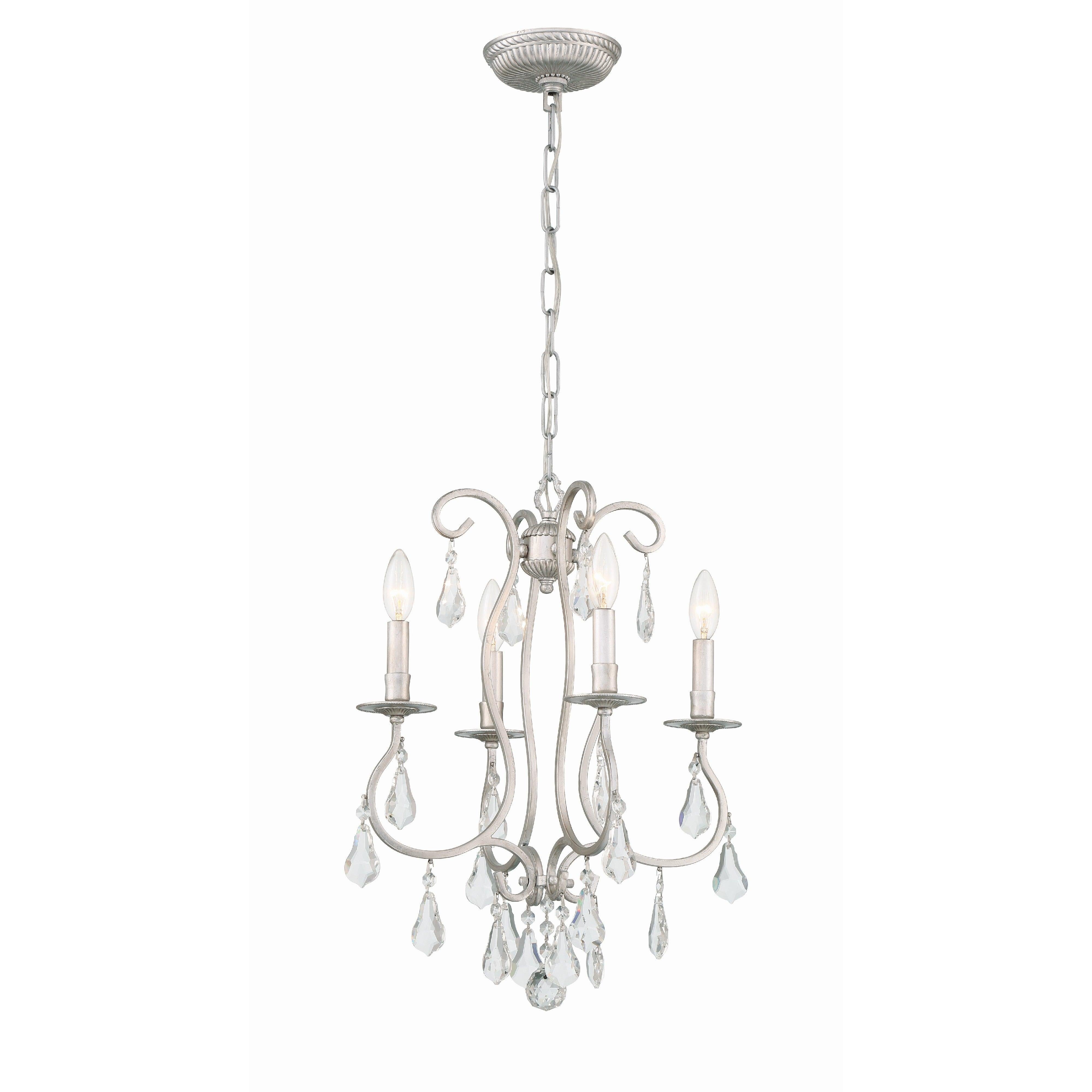 Crystorama Ashton 5014-OS-CL-MWP – 16 Inch – 4 Light – Chandelier – Clear Crystal – Olde Silver – Damp Rated