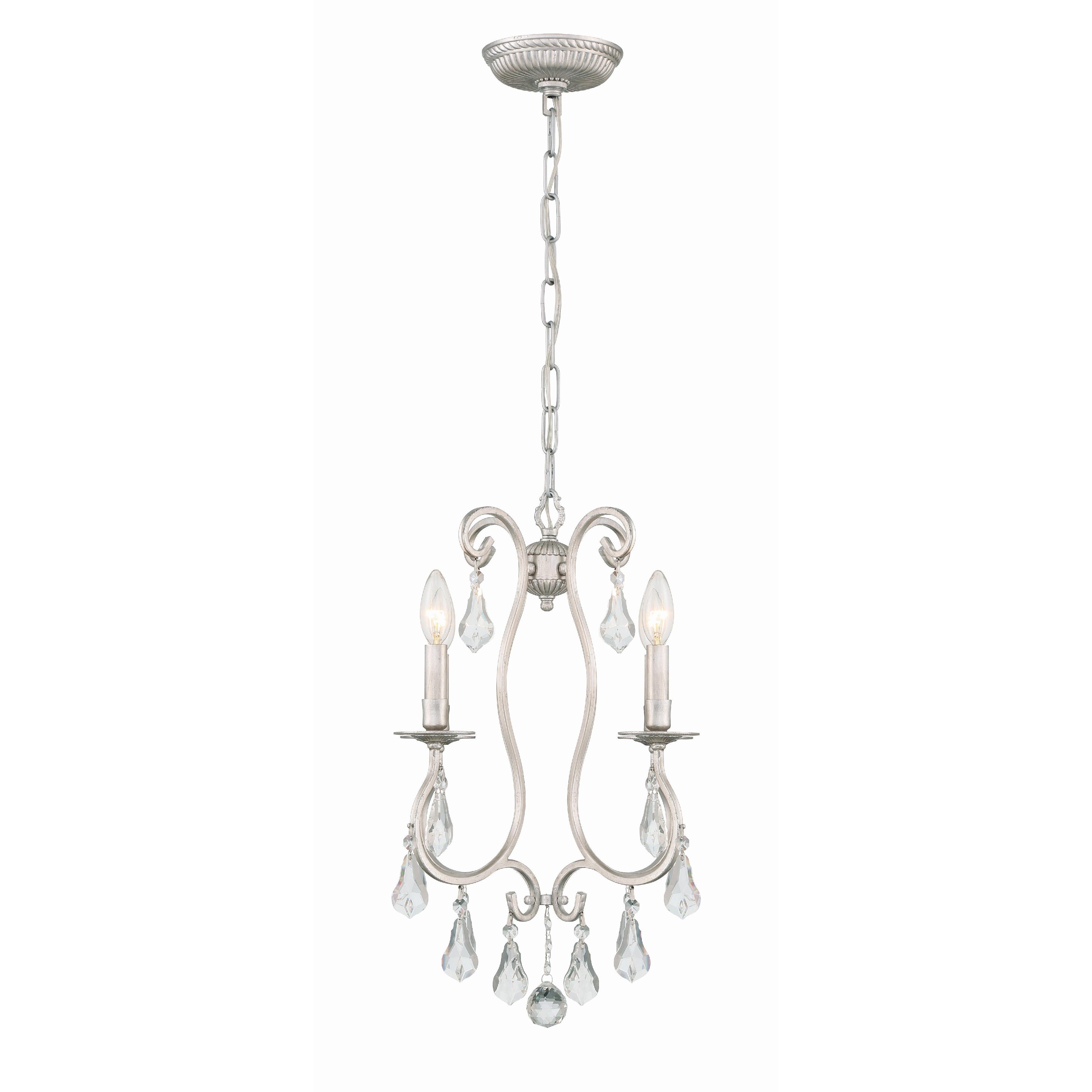 Crystorama Ashton 5014-OS-CL-MWP – 16 Inch – 4 Light – Chandelier – Clear Crystal – Olde Silver – Damp Rated