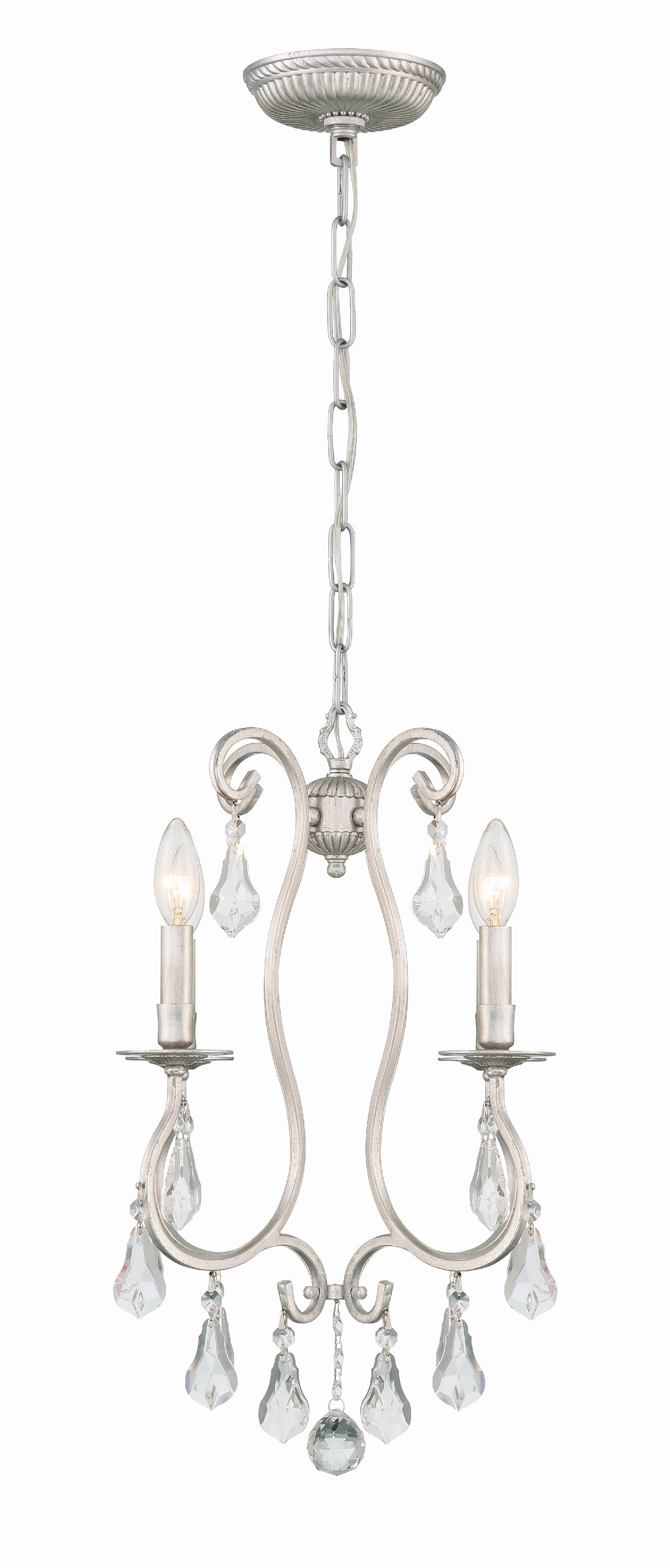 Crystorama Ashton 5014-OS-CL-S – 16 Inch – 4 Light – Chandelier – Clear Crystal – Olde Silver – Damp Rated