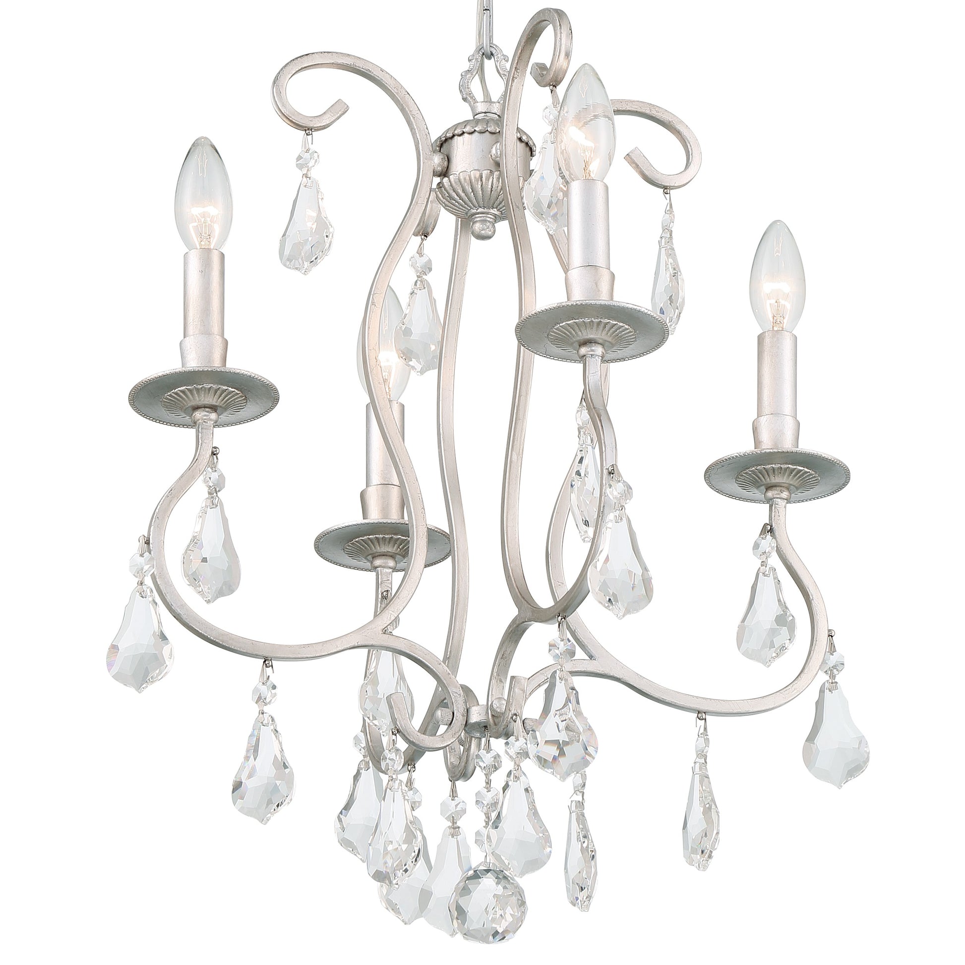 Crystorama Ashton 5014-OS-CL-S – 16 Inch – 4 Light – Chandelier – Clear Crystal – Olde Silver – Damp Rated