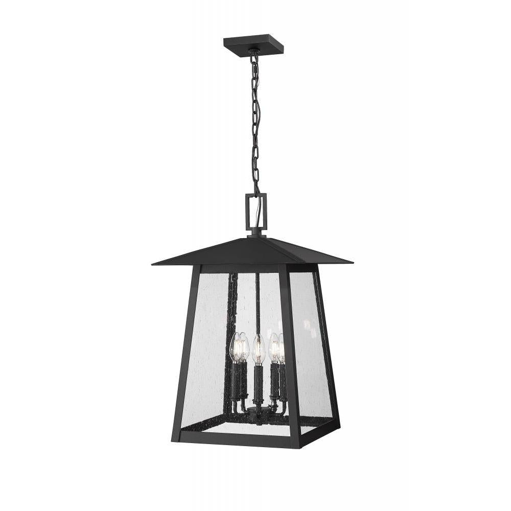 5 Light Outdoor Chain Mount Ceiling Fixture-Clear Seedy