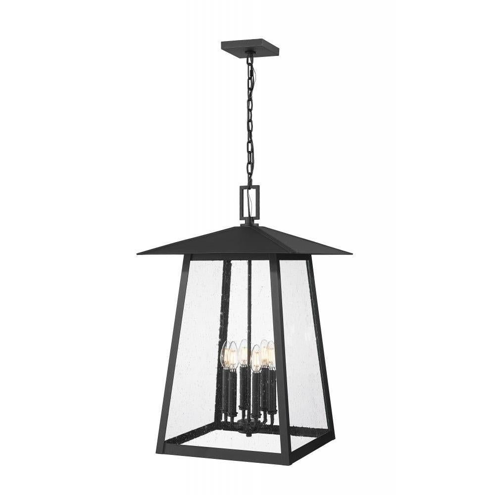6 Light Outdoor Chain Mount Ceiling Fixture-Clear Seedy