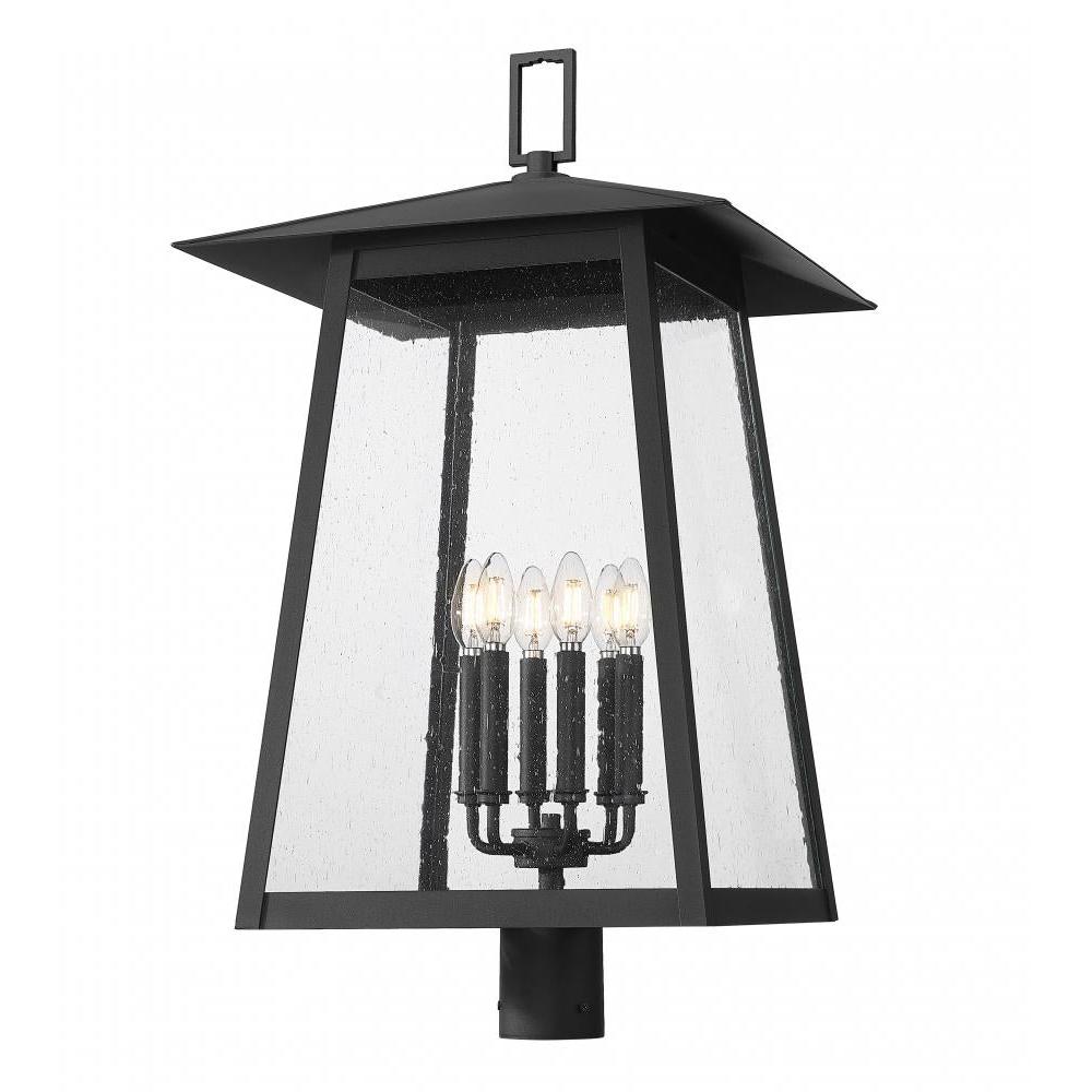 6 Light Outdoor Post Mount Fixture-Clear Seedy