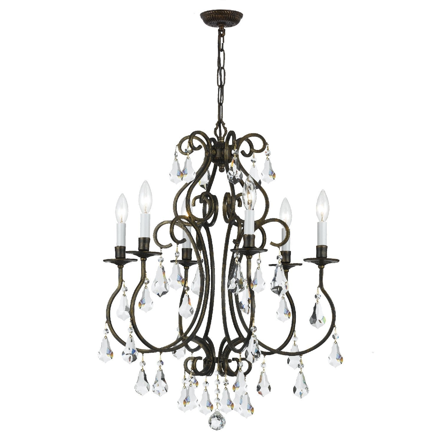 Crystorama Ashton 5016-EB-CL-S – 21.5 Inch – 6 Light – Chandelier – Clear Crystal – English Bronze – Damp Rated