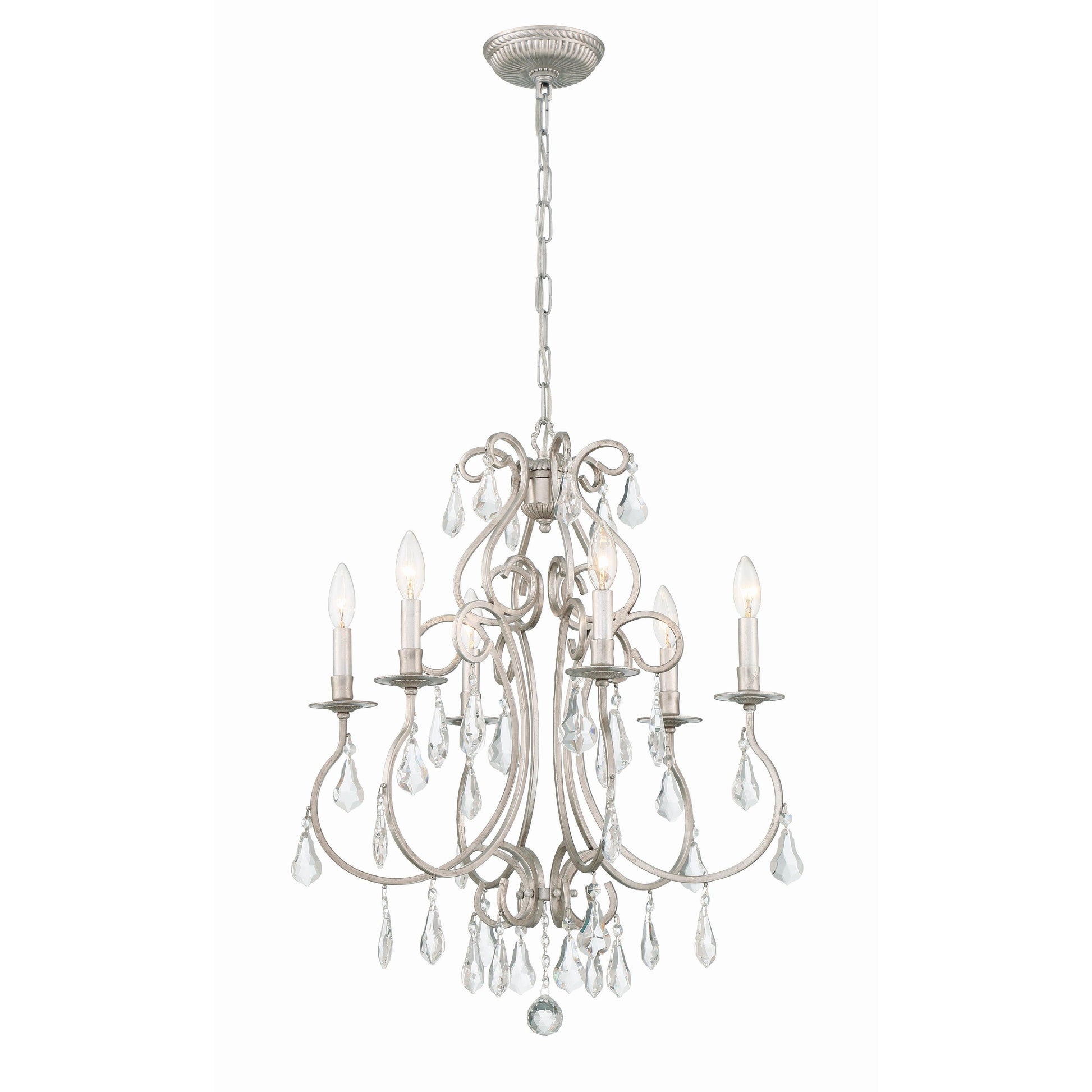 Crystorama Ashton 5016-OS-CL-MWP – 21.5 Inch – 6 Light – Chandelier – Clear Crystal – Olde Silver – Damp Rated
