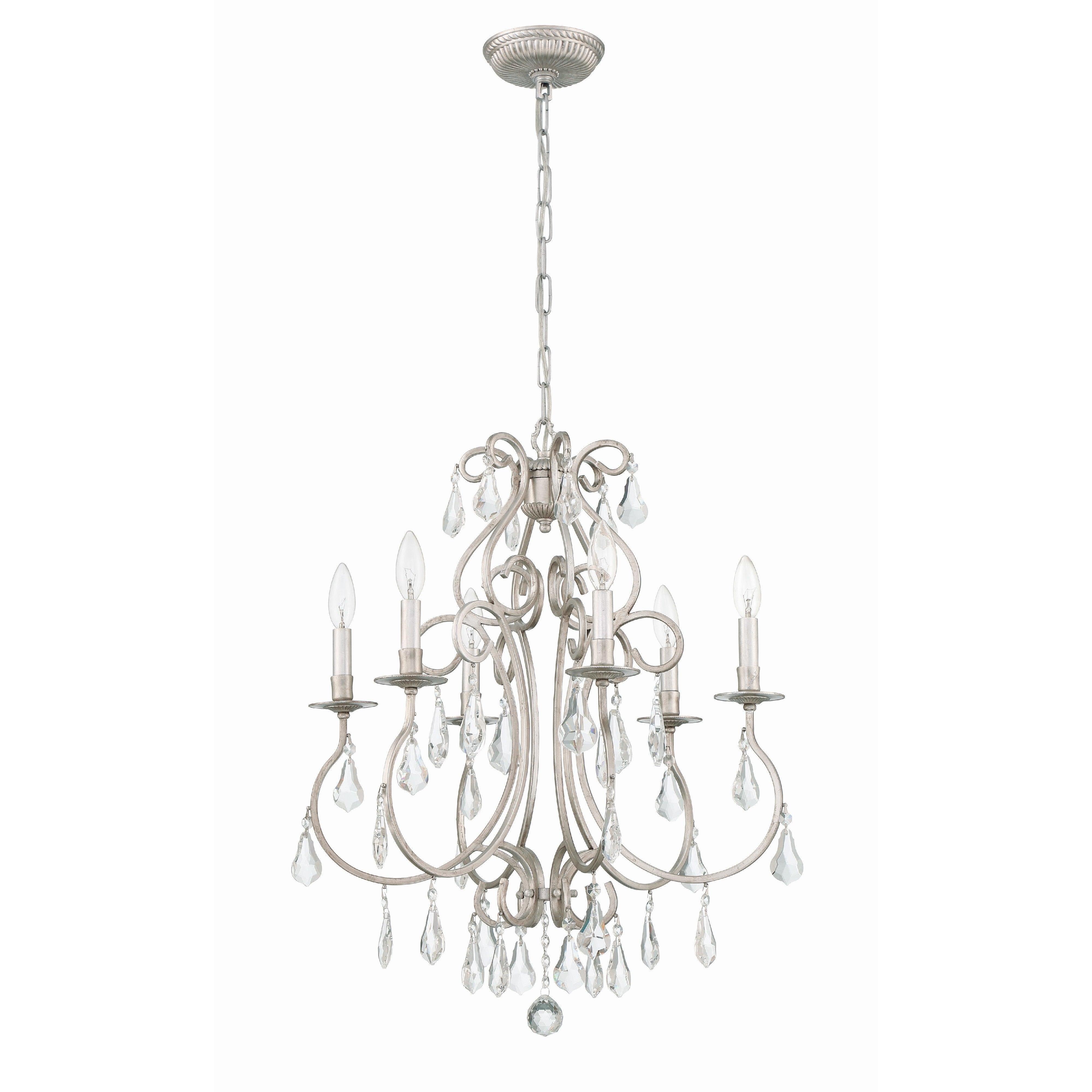 Crystorama Ashton 5016-OS-CL-MWP – 21.5 Inch – 6 Light – Chandelier – Clear Crystal – Olde Silver – Damp Rated