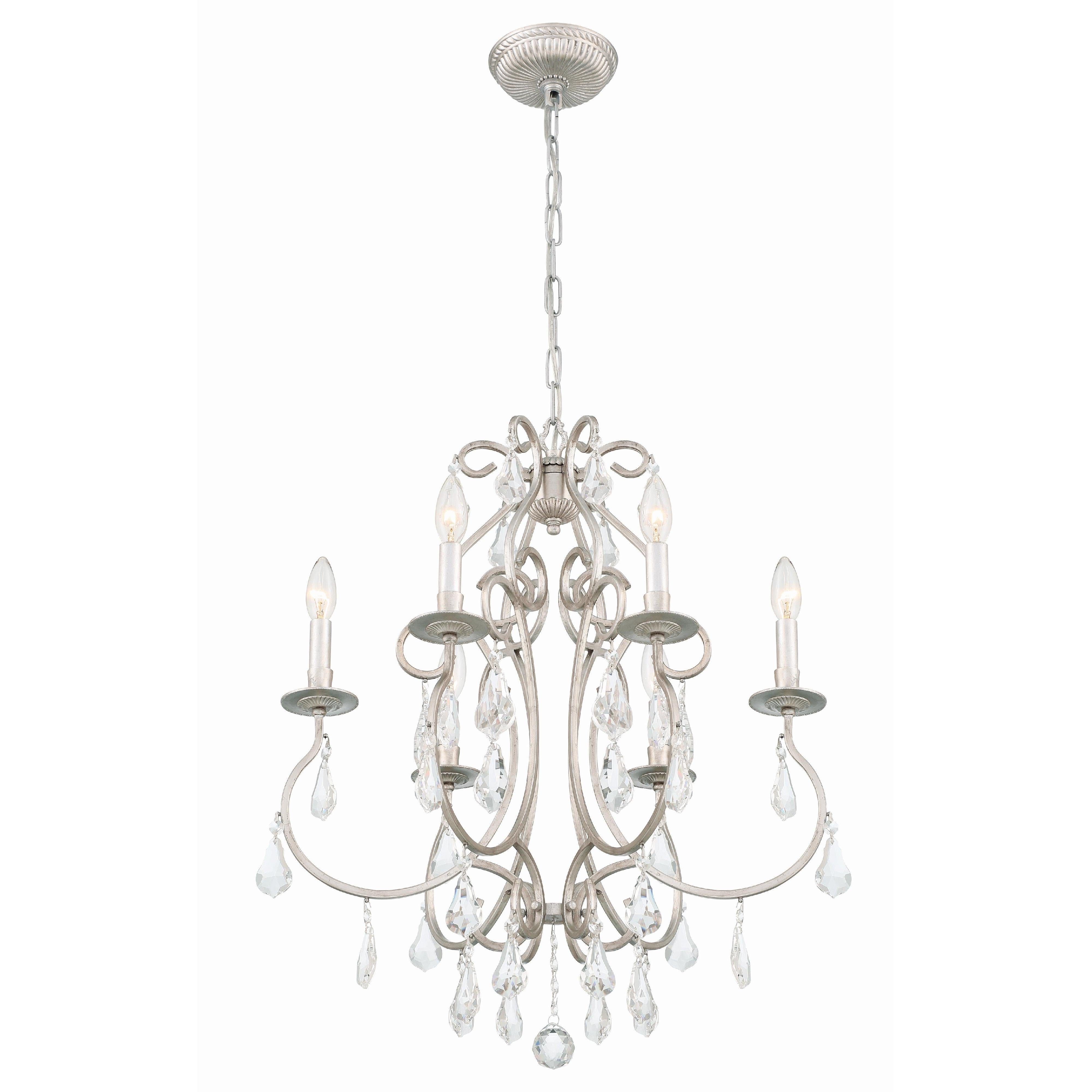 Crystorama Ashton 5016-OS-CL-MWP – 21.5 Inch – 6 Light – Chandelier – Clear Crystal – Olde Silver – Damp Rated