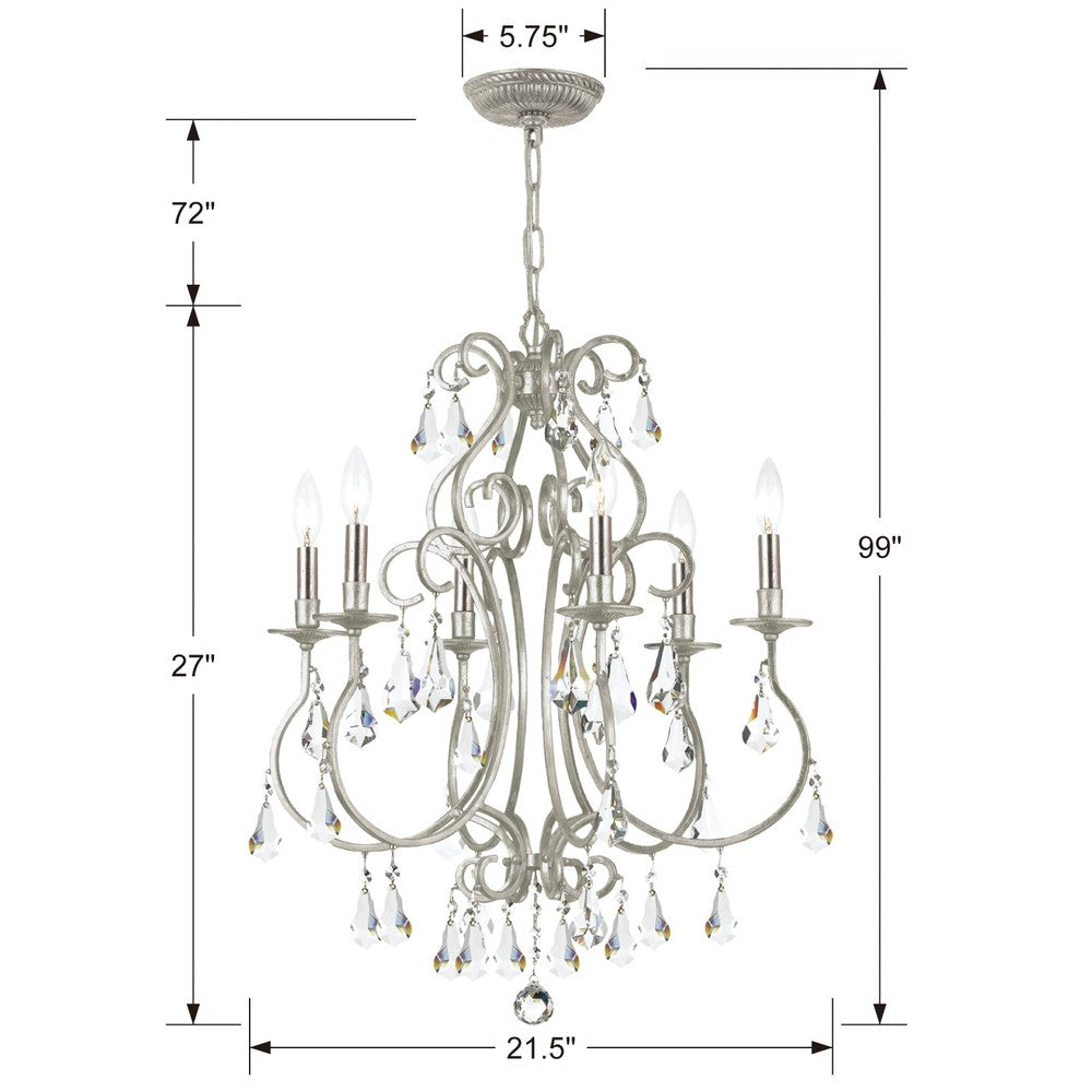 Crystorama ASHTON 5016-OS-CL-MWP Chandelier Contemporary - Olde Silver