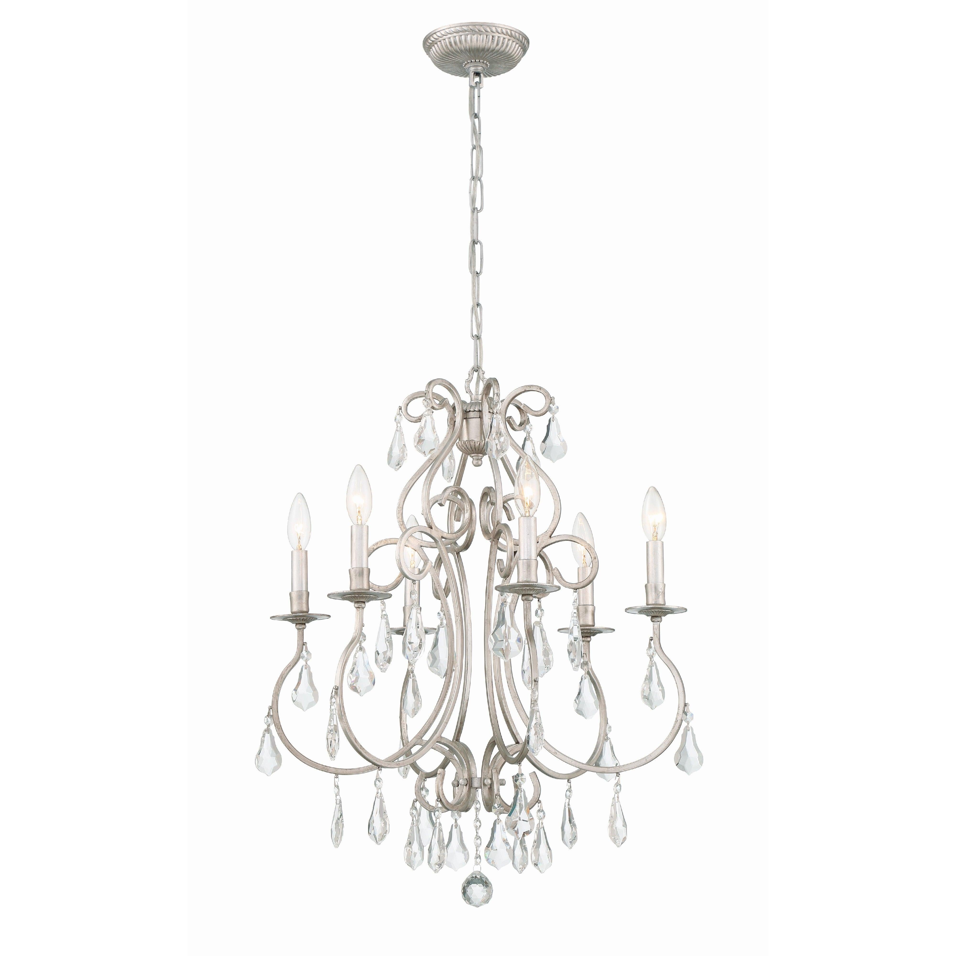 Crystorama Ashton 5016-OS-CL-S – 21.5 Inch – 6 Light – Chandelier – Clear Crystal – Olde Silver – Damp Rated