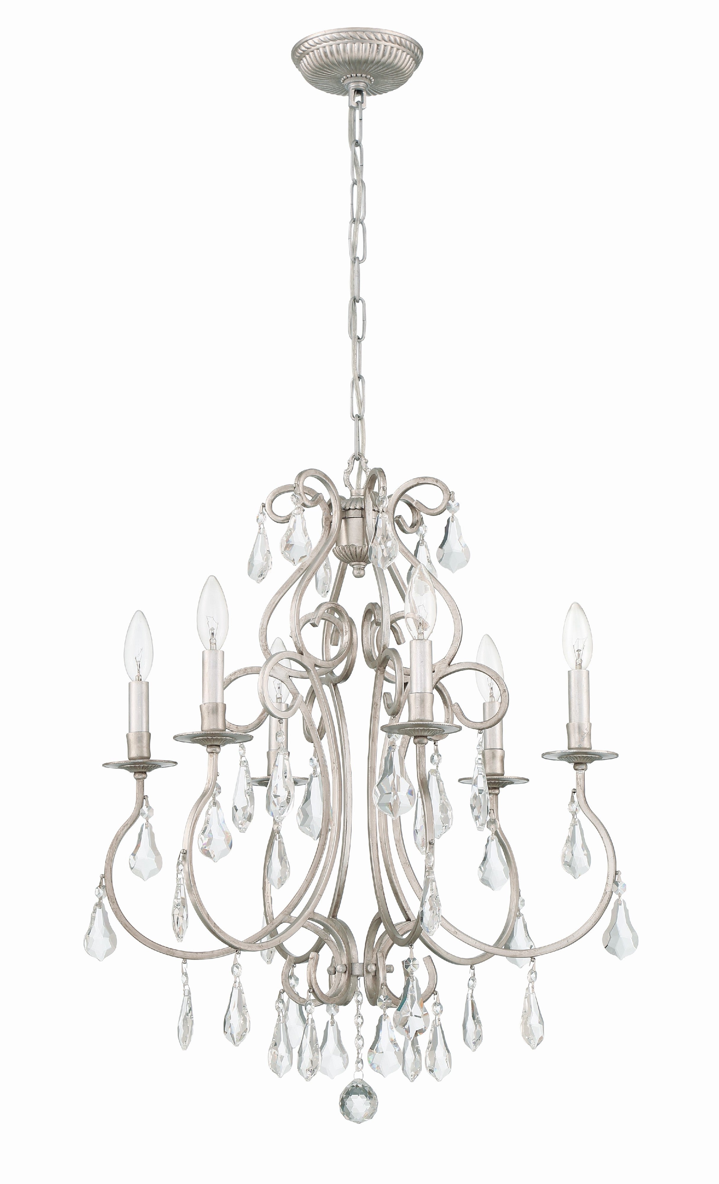 Crystorama Ashton 5016-OS-CL-S – 21.5 Inch – 6 Light – Chandelier – Clear Crystal – Olde Silver – Damp Rated