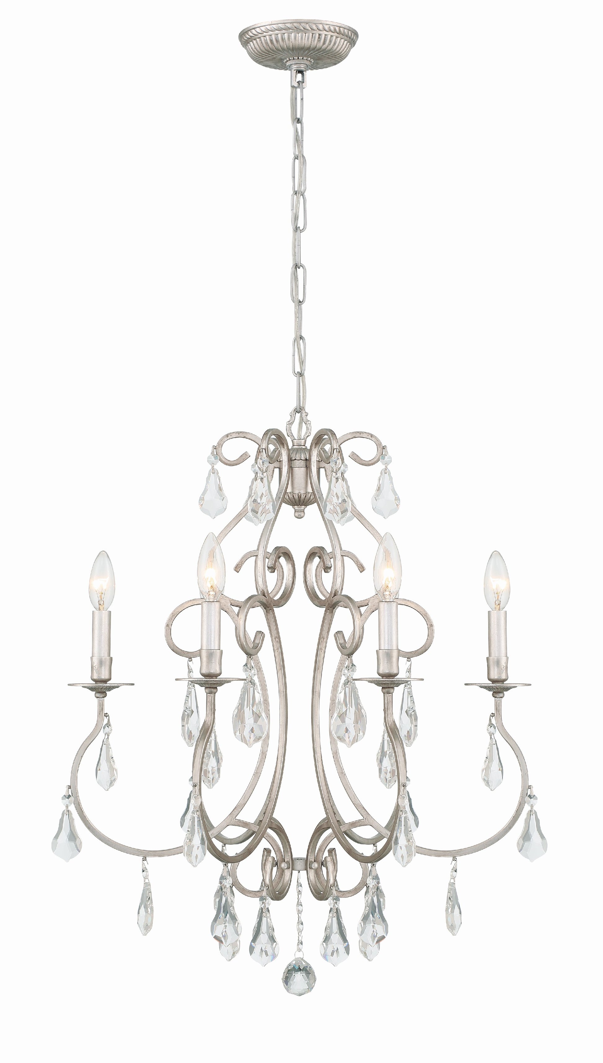 Crystorama Ashton 5016-OS-CL-S – 21.5 Inch – 6 Light – Chandelier – Clear Crystal – Olde Silver – Damp Rated