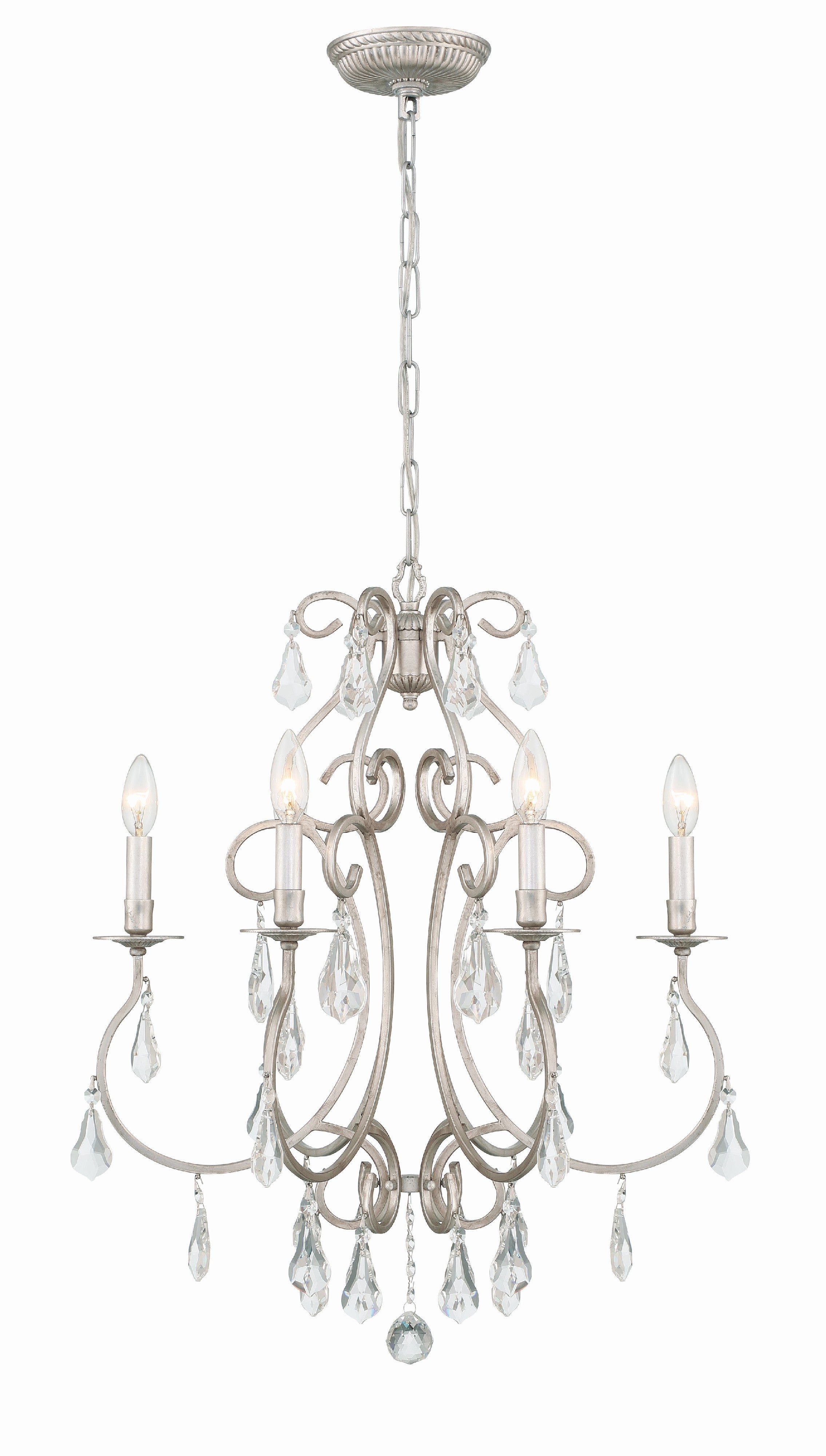Crystorama Ashton 5016-OS-CL-S – 21.5 Inch – 6 Light – Chandelier – Clear Crystal – Olde Silver – Damp Rated