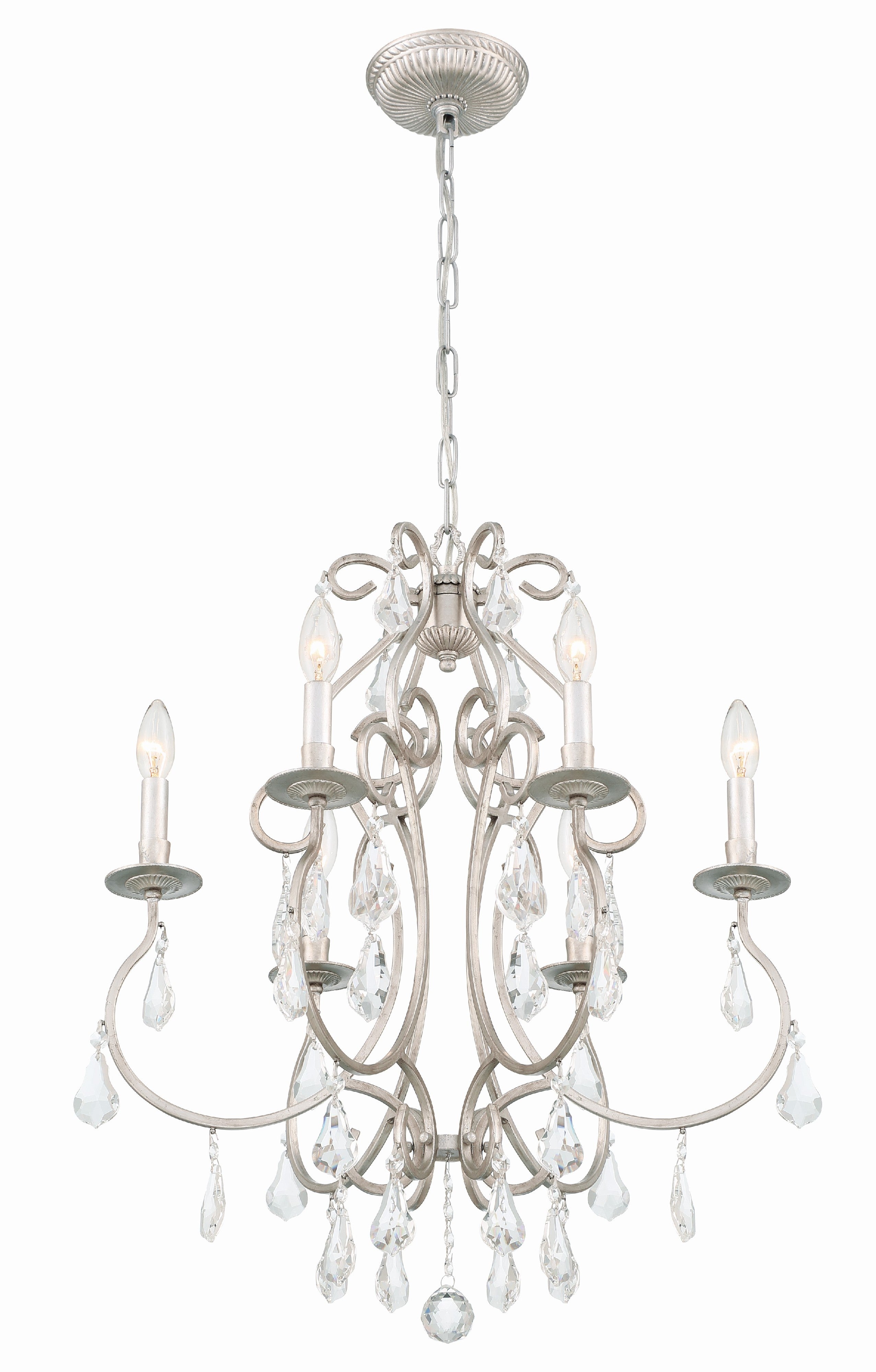 Crystorama Ashton 5016-OS-CL-S – 21.5 Inch – 6 Light – Chandelier – Clear Crystal – Olde Silver – Damp Rated