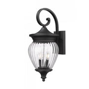 4 Light Outdoor Wall Light-Clear Ribbed