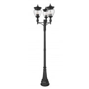 4 Light Outdoor Post Mounted Fixture-Clear Ribbed