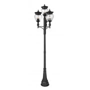 4 Light Outdoor Post Mounted Fixture-Clear Ribbed