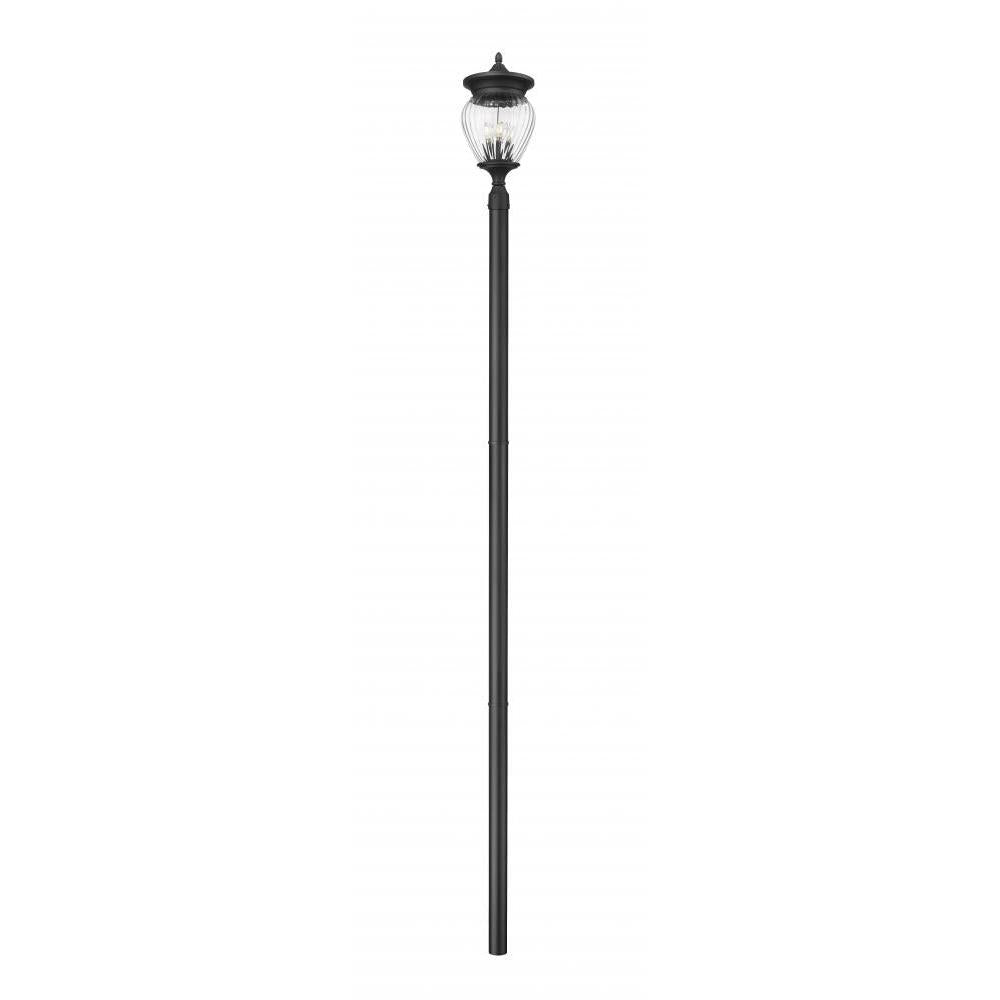 4 Light Outdoor Post Mounted Fixture-Clear Ribbed