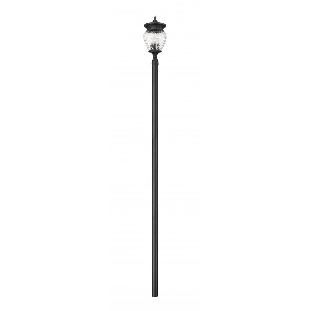 4 Light Outdoor Post Mounted Fixture-Clear Ribbed