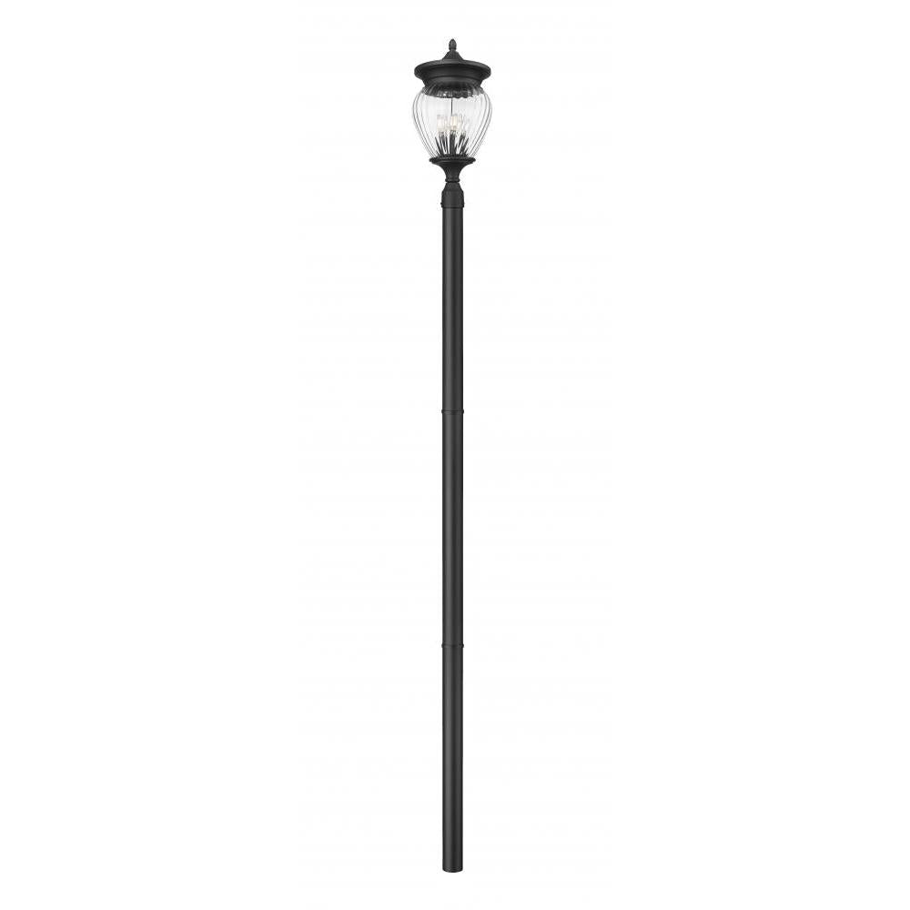 4 Light Outdoor Post Mounted Fixture-Clear Ribbed