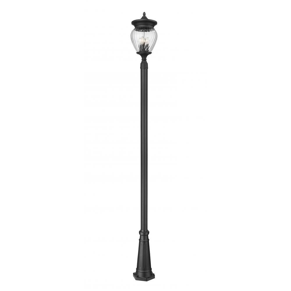 4 Light Outdoor Post Mounted Fixture-Clear Ribbed