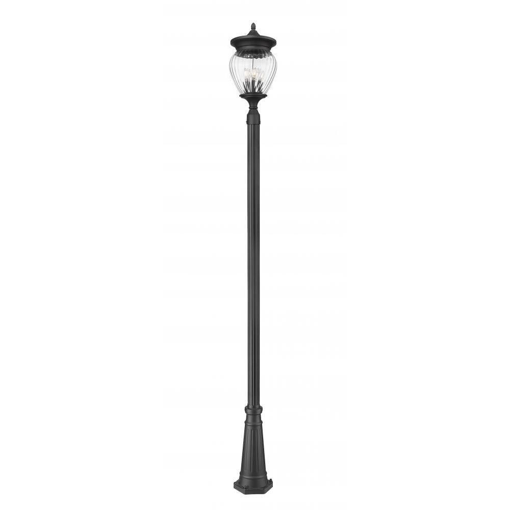4 Light Outdoor Post Mounted Fixture-Clear Ribbed