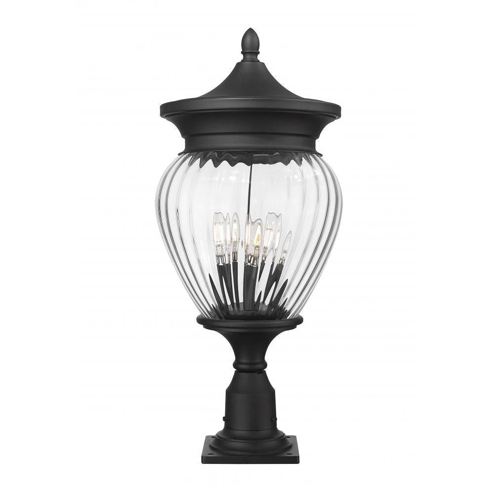 4 Light Outdoor Pier Mounted Fixture-Clear Ribbed