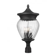 4 Light Outdoor Post Mount Fixture-Clear Ribbed