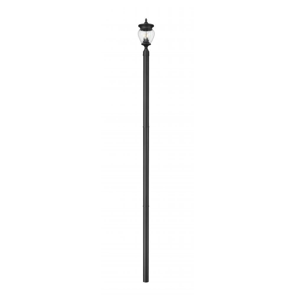 3 Light Outdoor Post Mounted Fixture-Clear Ribbed