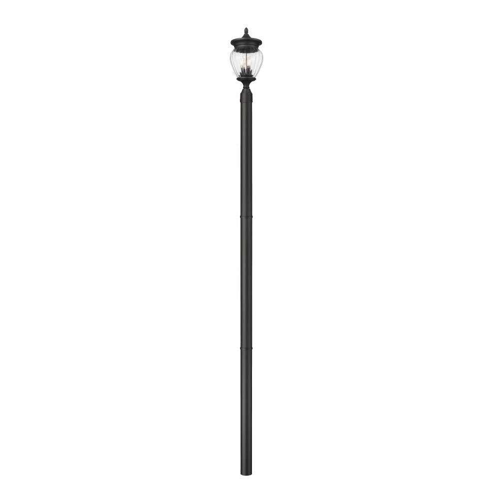 3 Light Outdoor Post Mounted Fixture-Clear Ribbed