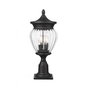 3 Light Outdoor Pier Mounted Fixture-Clear Ribbed