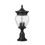 3 Light Outdoor Pier Mounted Fixture-Clear Ribbed