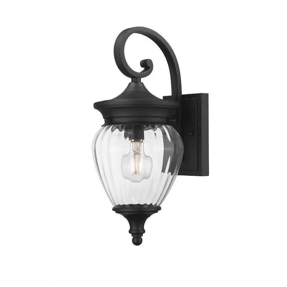 1 Light Outdoor Wall Light-Clear Ribbed