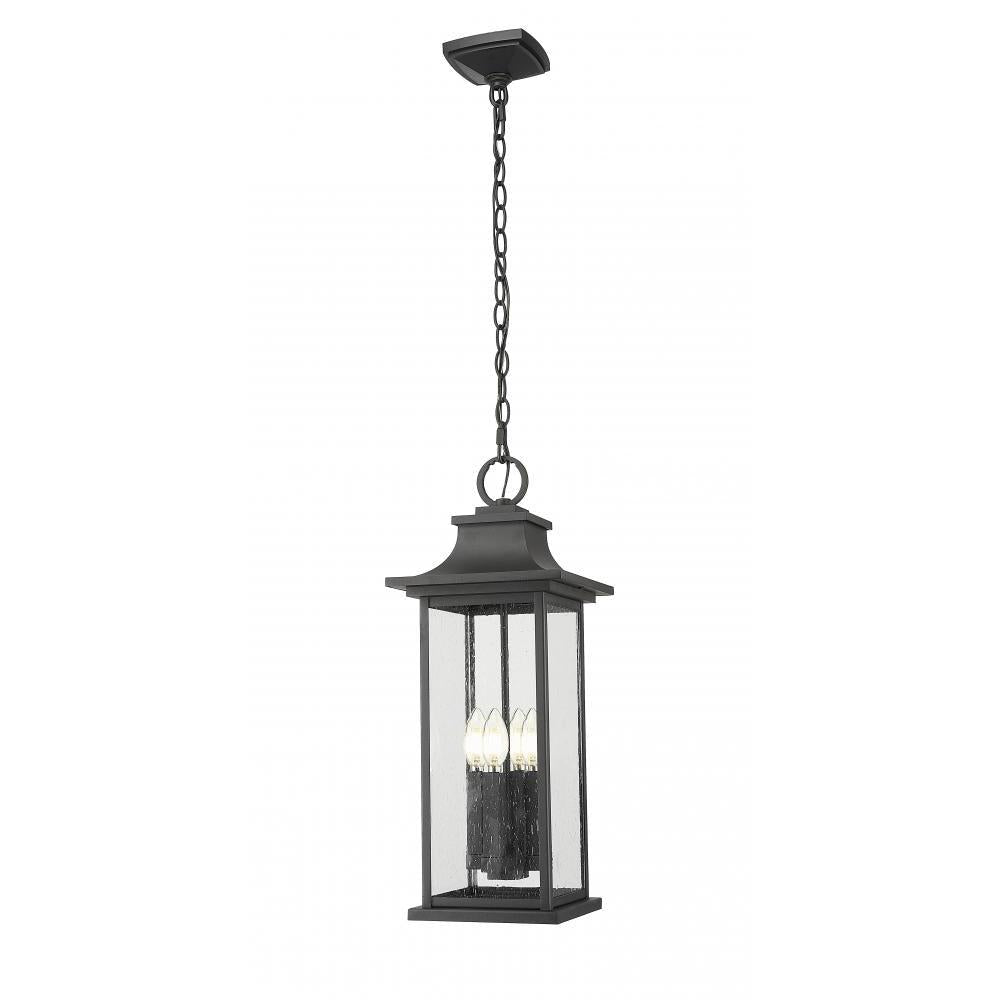 4 Light Outdoor Chain Mount Ceiling Fixture-Clear Seedy
