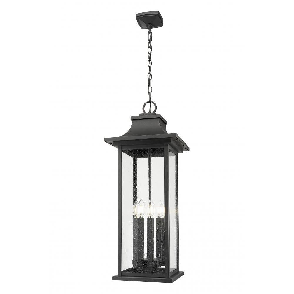 6 Light Outdoor Chain Mount Ceiling Fixture-Clear Seedy