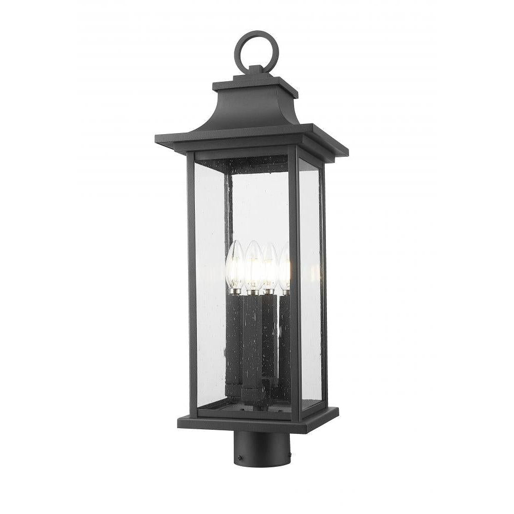 4 Light Outdoor Post Mount Fixture-Clear Seedy