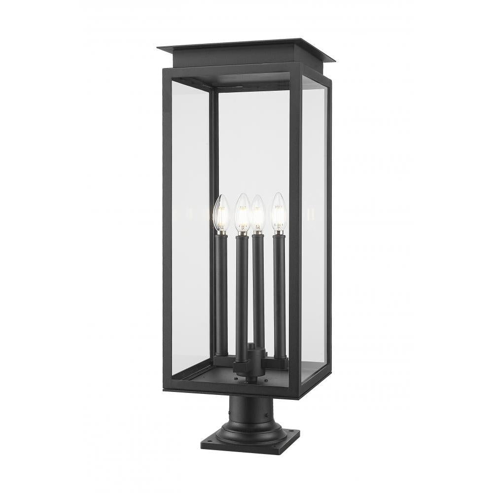 4 Light Outdoor Pier Mounted Fixture-Clear