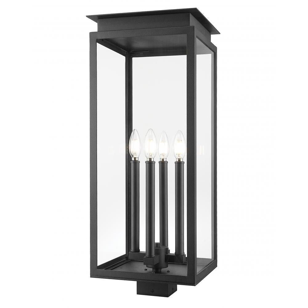 4 Light Outdoor Post Mount Fixture-Clear