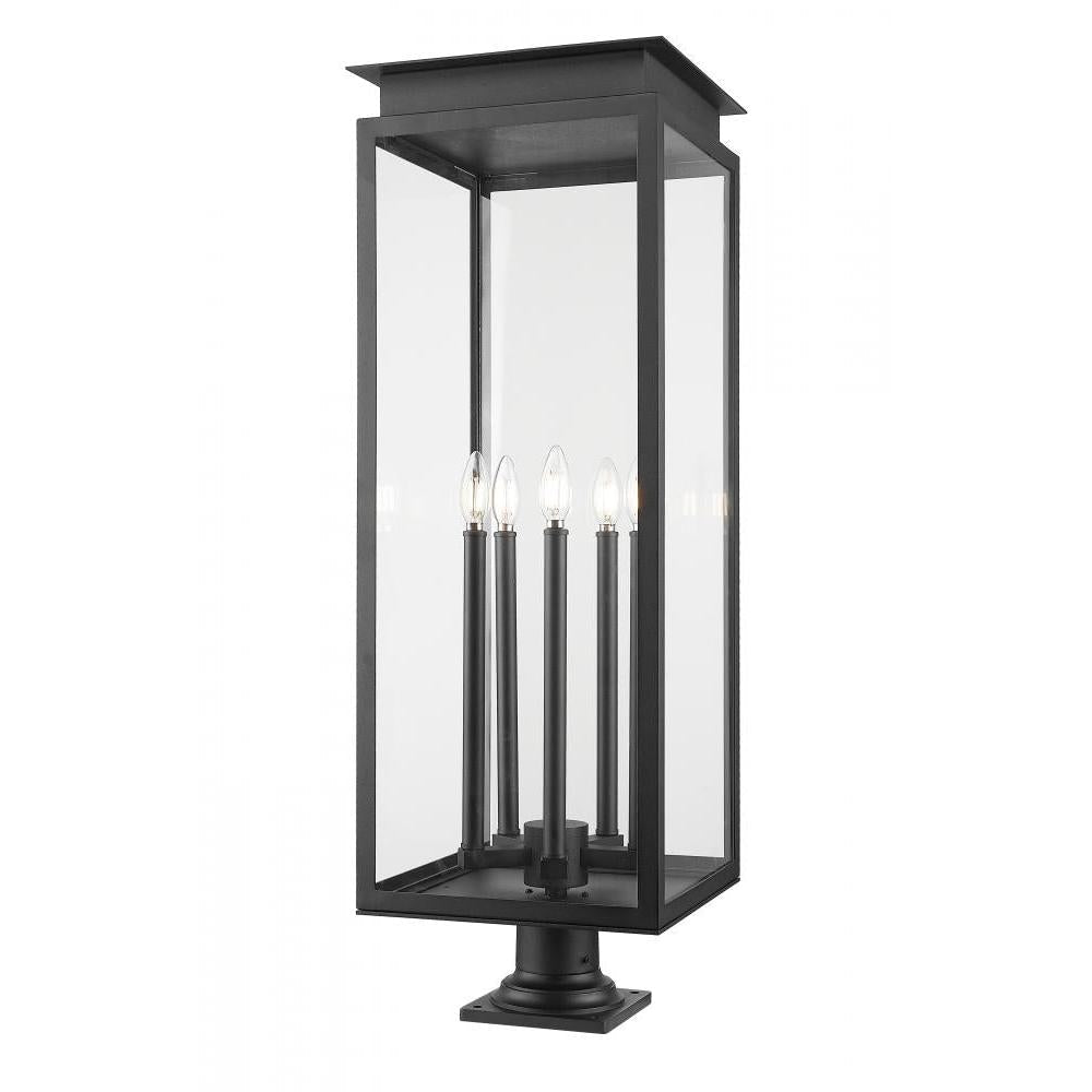 5 Light Outdoor Pier Mounted Fixture-Clear