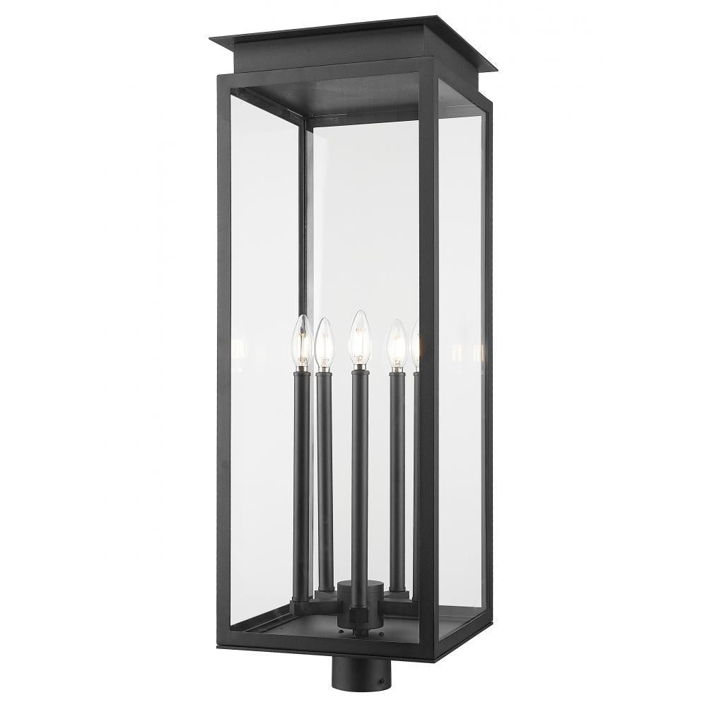 5 Light Outdoor Post Mount Fixture-Clear