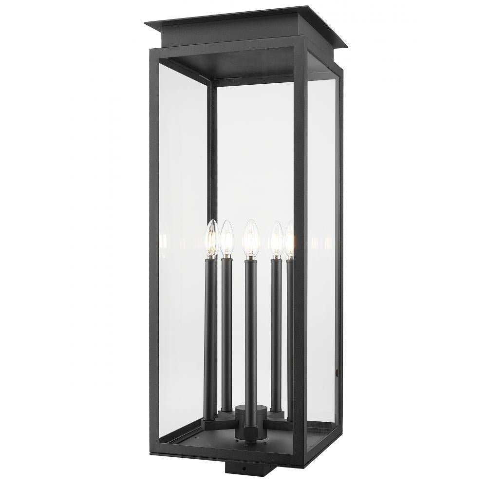5 Light Outdoor Post Mount Fixture-Clear