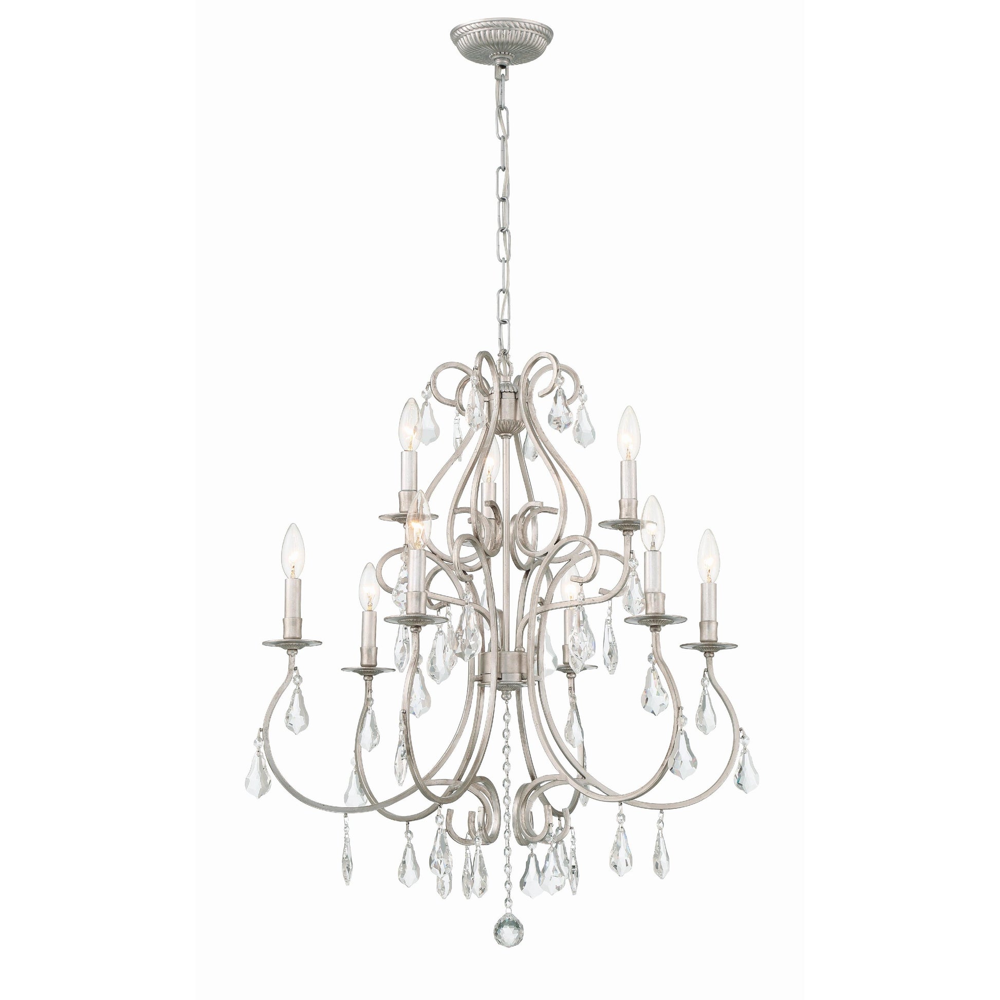 Crystorama Ashton 5019-OS-CL-MWP – 25.5 Inch – 9 Light – Chandelier – Clear Crystal – Olde Silver – Damp Rated