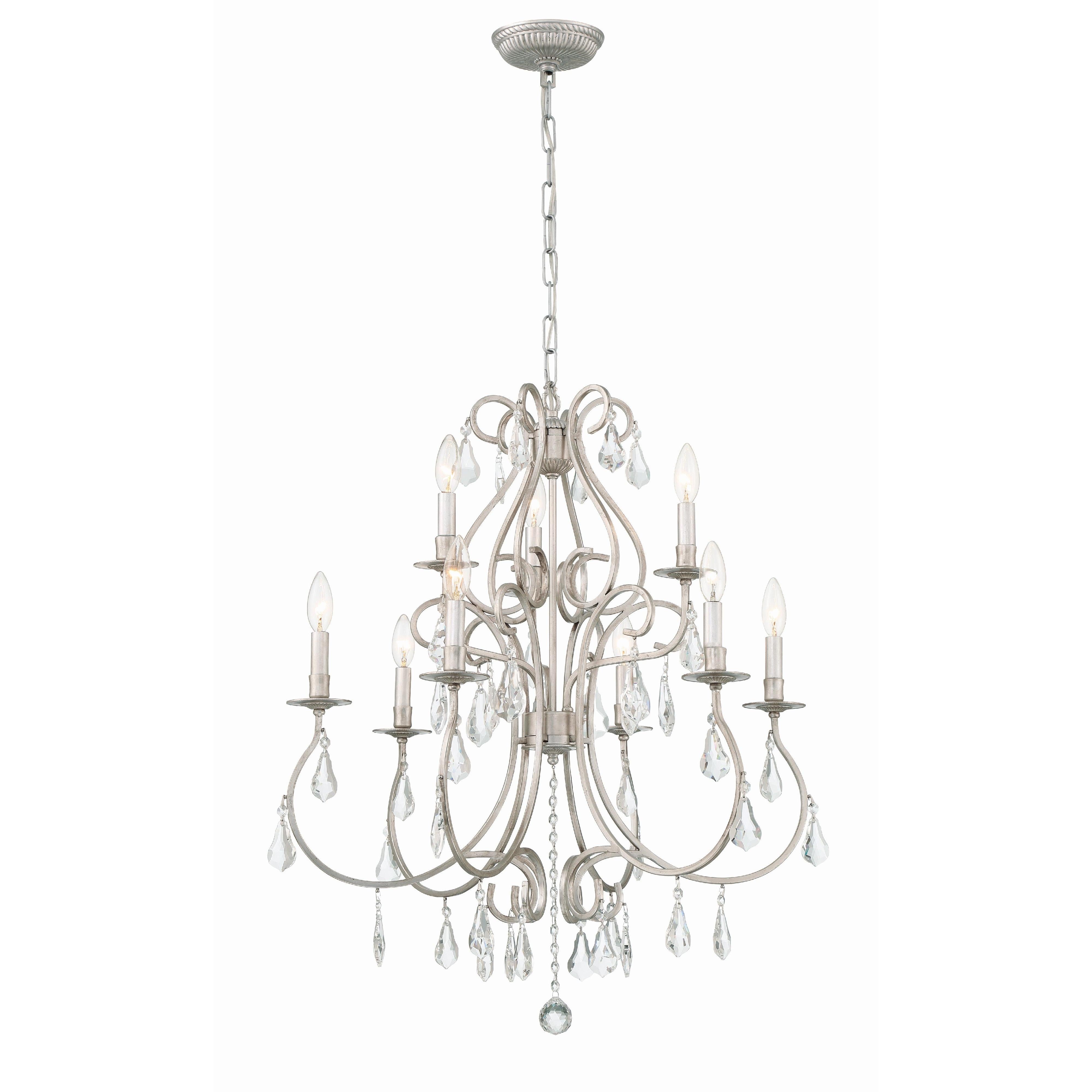 Crystorama Ashton 5019-OS-CL-MWP – 25.5 Inch – 9 Light – Chandelier – Clear Crystal – Olde Silver – Damp Rated