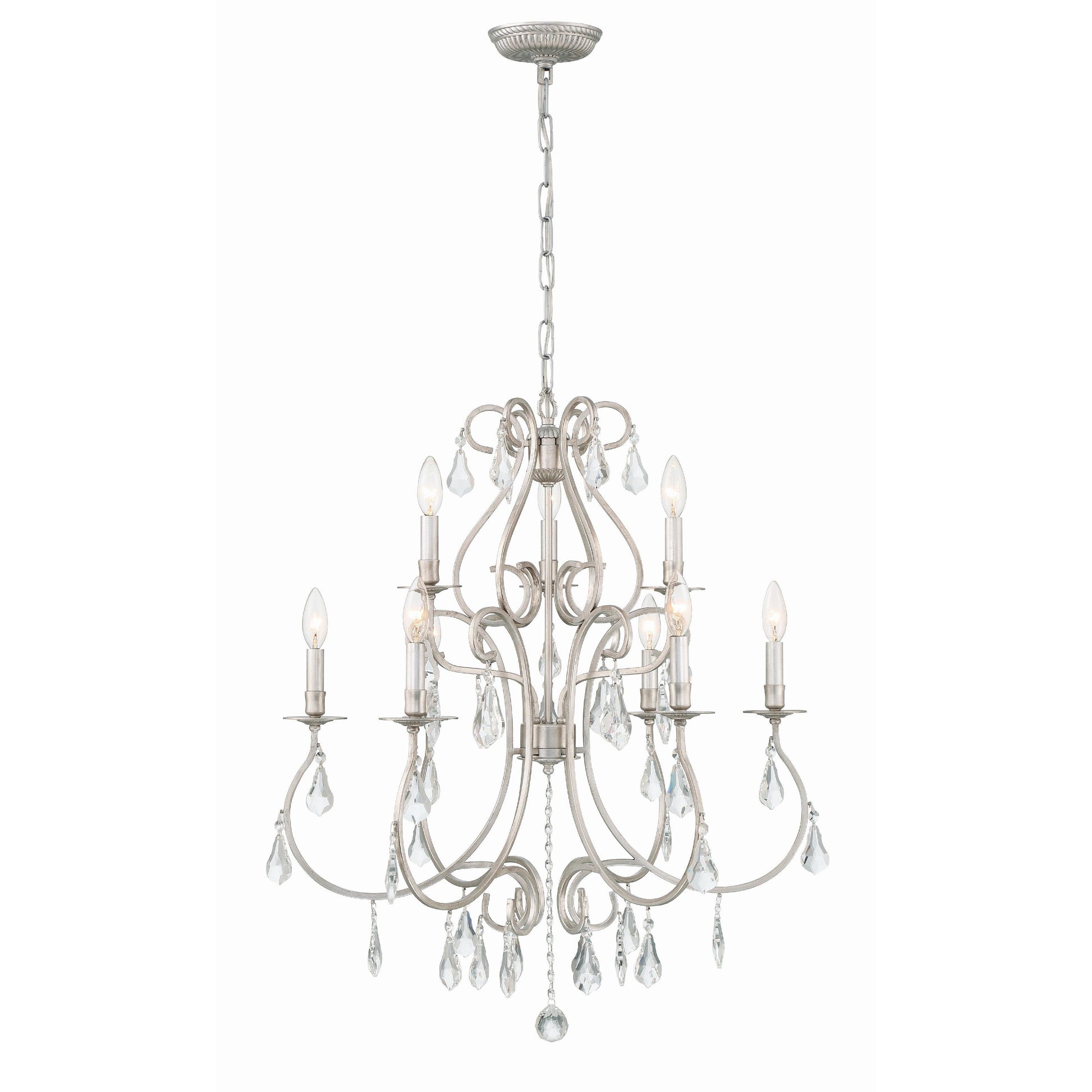 Crystorama Ashton 5019-OS-CL-MWP – 25.5 Inch – 9 Light – Chandelier – Clear Crystal – Olde Silver – Damp Rated