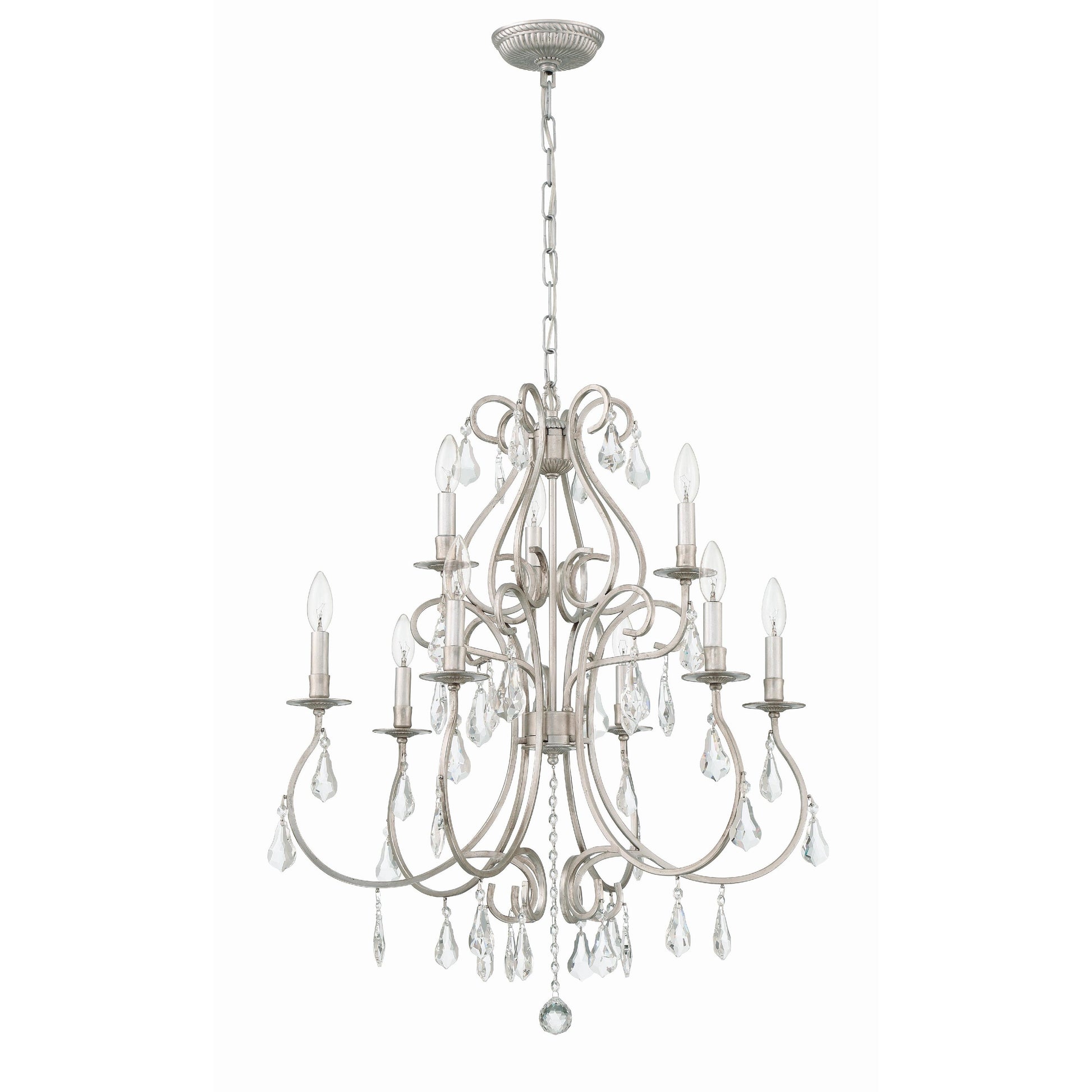 Crystorama Ashton 5019-OS-CL-MWP – 25.5 Inch – 9 Light – Chandelier – Clear Crystal – Olde Silver – Damp Rated