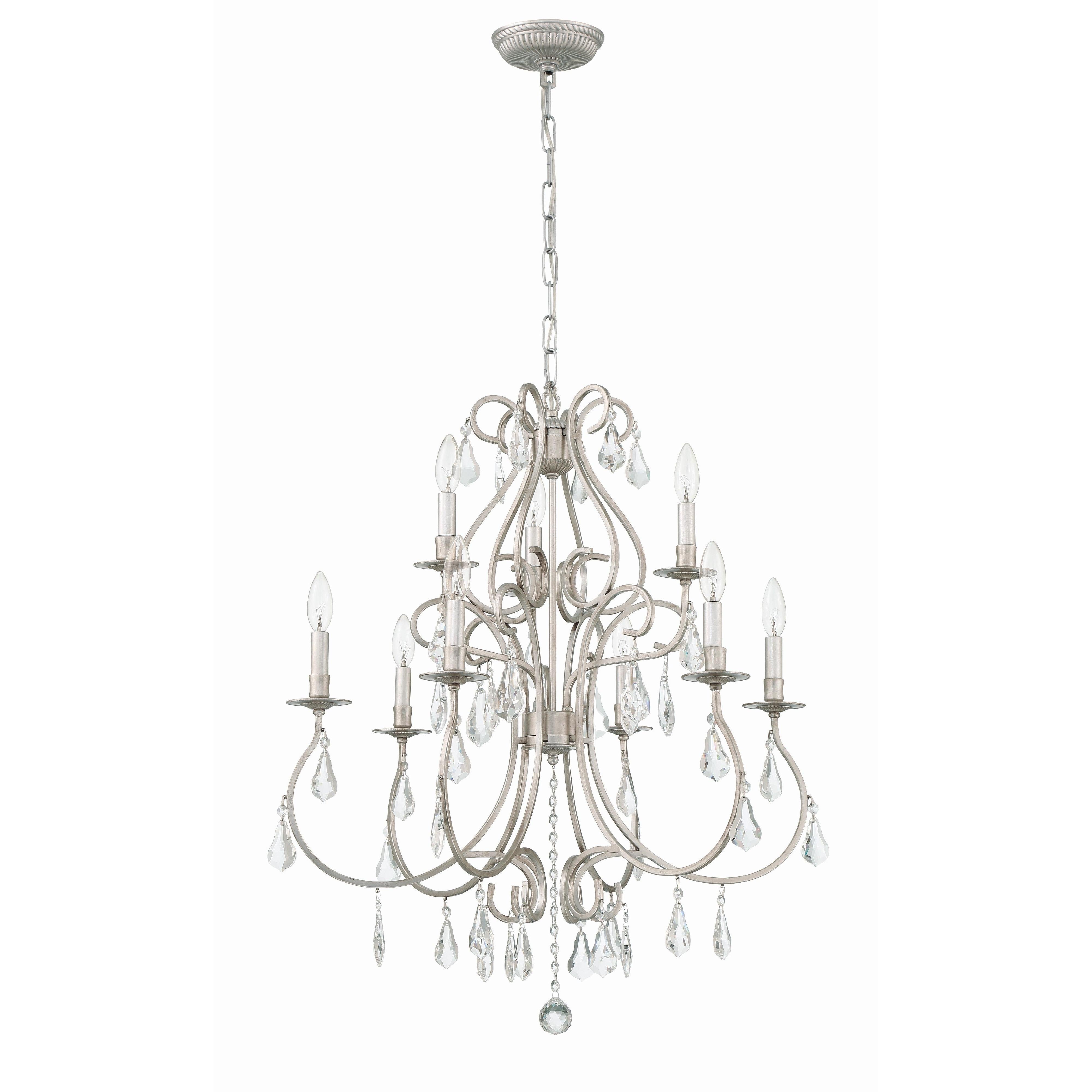 Crystorama Ashton 5019-OS-CL-MWP – 25.5 Inch – 9 Light – Chandelier – Clear Crystal – Olde Silver – Damp Rated